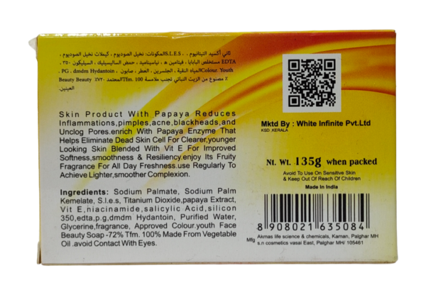 Youth Face Papaya Beauty Soap Vitamin E Brightens