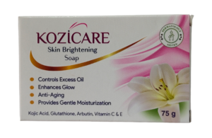 2026/06/112359.png Kozicare Skin Brightening Soap 75g – Kojic Acid, Glutathione, Arbutin, Vitamin C & E – Dermatology Tested