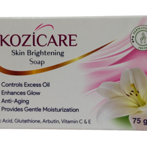 2026/06/112359.png Kozicare Skin Brightening Soap 75g – Kojic Acid, Glutathione, Arbutin, Vitamin C & E – Dermatology Tested