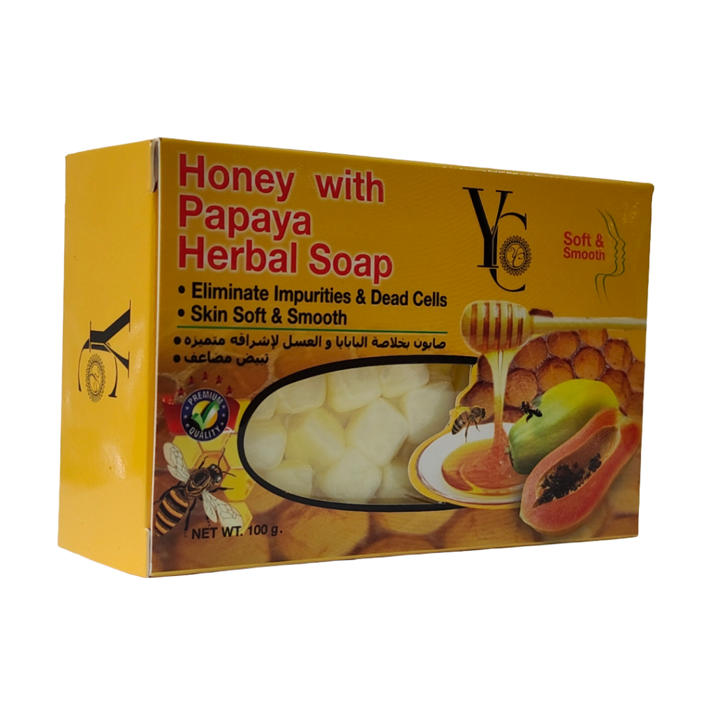 YC Thailand Honey Papaya Herbal Soap 100g โ Removes Dead Cells, Soft & Smooth Skin, All Skin Types