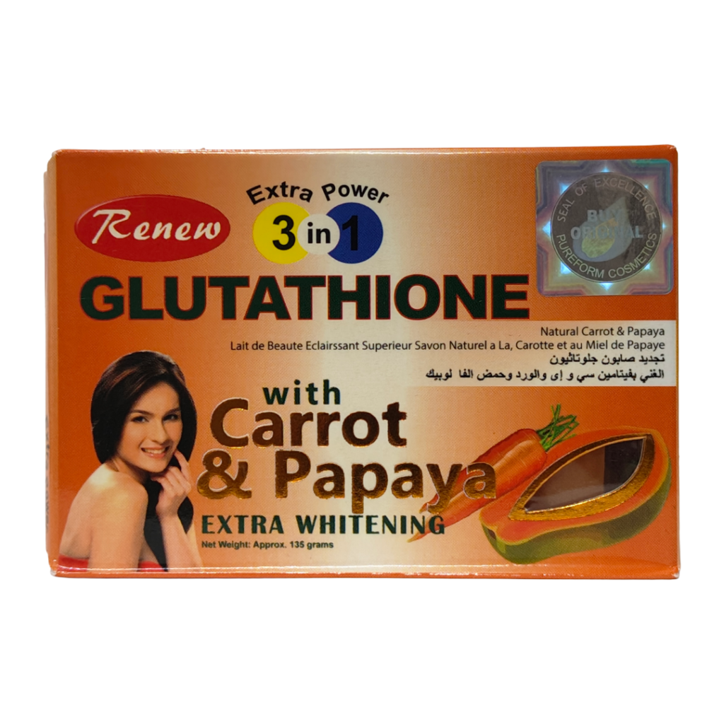 Renew Glutathione Soap with Carrot & Papaya – Extra Whitening 3-in-1 | 135g