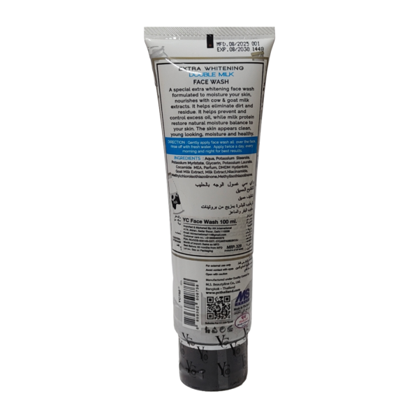 YC Extra Whitening Double Milk Face Wash – Cow & Goat Milk Deep Cleansing | 100ml