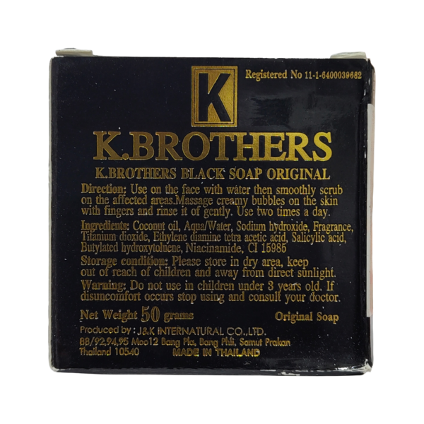 K.Brothers Black Soap Original 50g | Dark Spot & Acne Soap Thailand