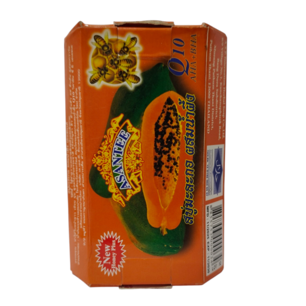 Asantee Papaya & Honey Soap 125g – Q10, AHA+BHA, Vitamin C & E – Thailand Herbal Lightening Soap